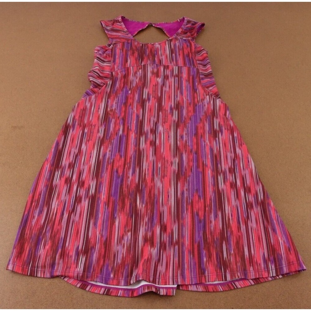 Prana Women's Size XS Pink Printed Sleeveless Cut Out Back Stretch A Line Dress